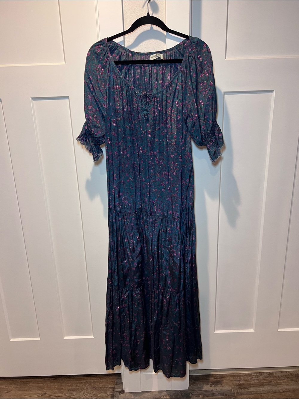 Natural Life Women's Navy Floral Tiered Maxi Dress